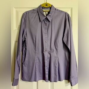 Casual Corner long sleeve purple button up shirt Large